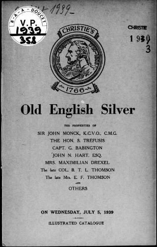 Catalogue of old English silver […] : [vente du 5 juillet 1939]