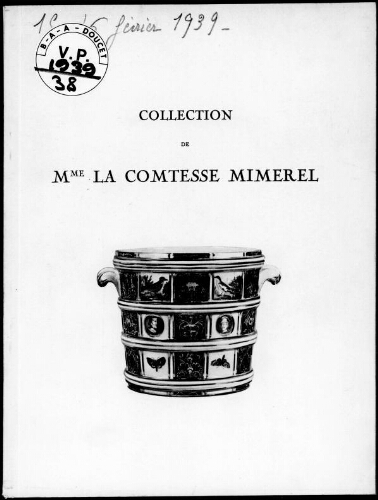 Catalogue des porcelaines françaises et étrangères du XVIIIe siècle […] : [vente des 15 et 16 février 1939]
