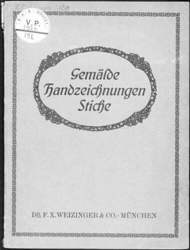 Gemälde Handzeichnungen Stiche [...] : [vente du 25 mars 1920]