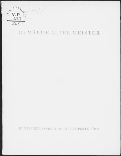 Gemälde alter Meister : [vente du 3 mai 1927]