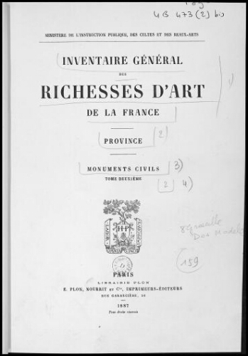 Inventaire général des richesses d'art de la France. Province, monuments civils. Tome 2