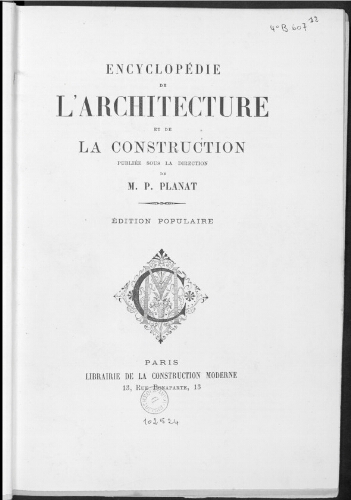 Encyclopédie de l'architecture et de la construction. RE - ZW