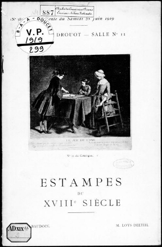 Catalogue des estampes du XVIIIe siècle [...] : [vente du 28 juin 1919]