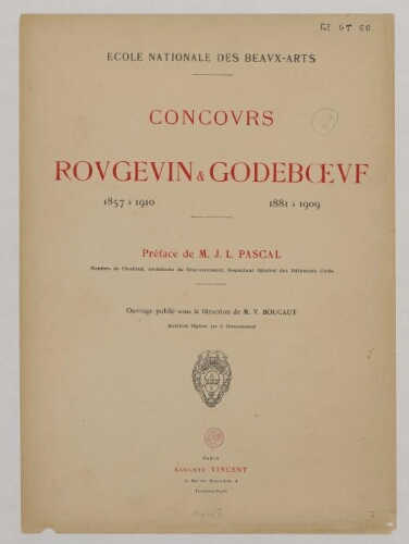 Concours Rougevin (1857 à 1910) et Godeboeuf (1881 à 1909)