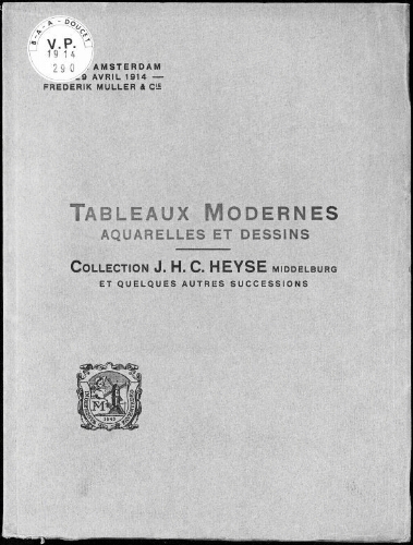 Catalogue de tableaux modernes, aquarelles et dessins [...] : [vente du 29 avril 1914]
