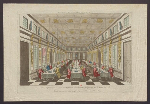 Vue perspective de la Salle des Festins de Versailles en Réjouissance de la Paix en 1763