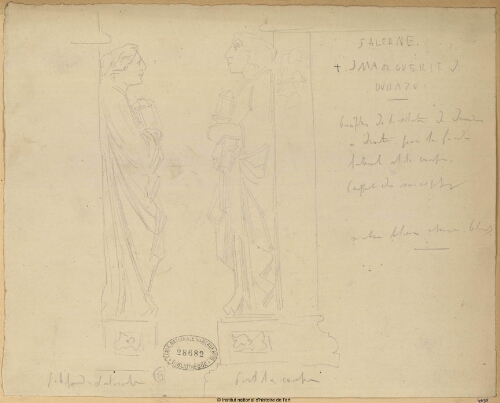 Salerne, Tombeau de Marguerite de Durazzo : profils de statues