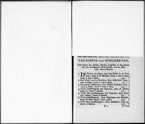 Catalogus van Schilderyen van wylen den Ridder, Messire Augustin de Steenhault [...] : [vente du 22 mai 1758]