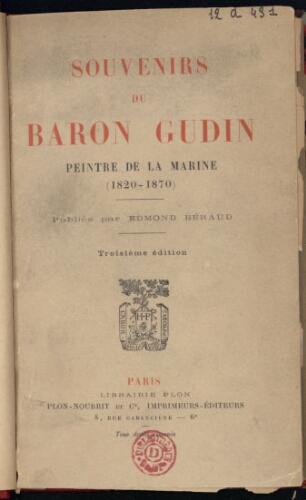 Souvenirs du baron Gudin [...]