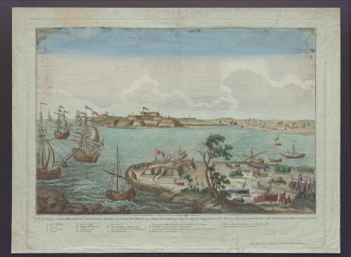 Vue du fort S. Philippe et l'entrée du port Mahon dans l'île Minorque [...]