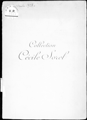 Collection Cécile Sorel : [vente des 6 et 7 décembre 1928]