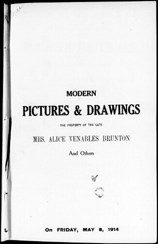 Catalogue of modern pictures and water colour drawings […] : [vente du 8 mai 1914]