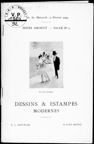Dessins et estampes modernes : [vente du 13 février 1924]