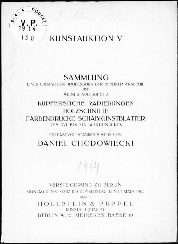 Sammlung eines Ehemaligen Professors der Berliner Akademie und Wiener adelsbesitz [...] : [vente du 9 au 12 mars 1914]