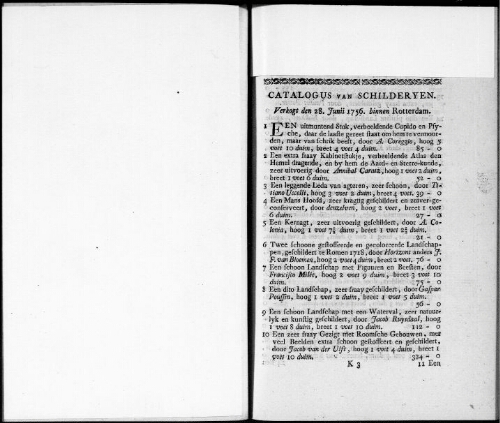 Catalogus van Schilderyen [...] : [vente du 28 juin 1756]