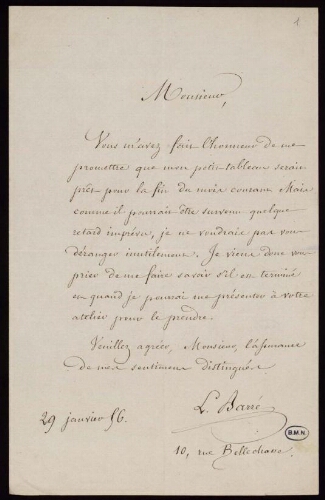 Soixante-neuf lettres d'amateurs, collectionneurs et marchands, adressées à Eugène Delacroix