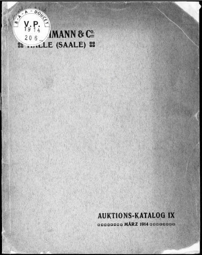 Universalsammlung Karl Kessler, Blankenburg und Münzen und Medaillen aus verschiedenem Besitz [...] : [vente du 31 mars 1914]
