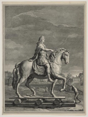 [Statue équestre de Louis XIV par Girardon lors de son transport vers la place Louis le Grand]