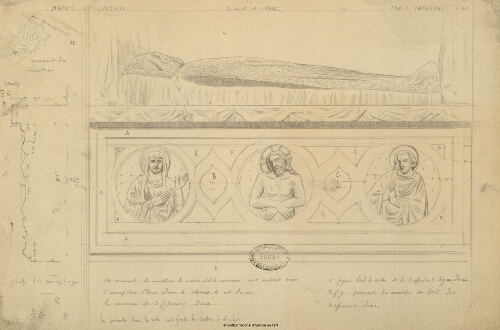 Naples, San Lorenzo, Tombeau de Catherine d' Autriche : cercueil et statues