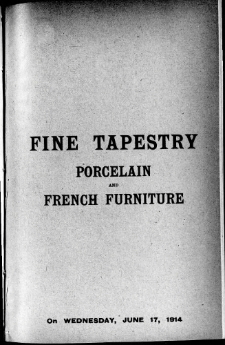 Catalogue of fine tapestry […] : [vente du 17 juin 1914]