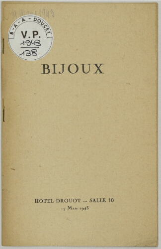Bijoux : [vente du 19 mars 1943]