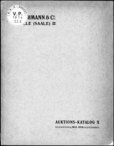 Auktions-Katalog X enthaltend Sammung von vornehmlich Ausbeute-Münzen und Medaillen [...] : [vente du 7 mai 1914]