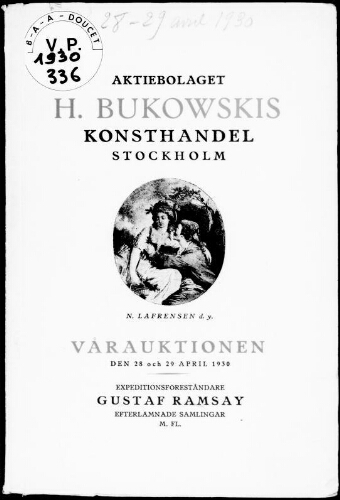 Expeditionsföreståndare Gustaf Ramsay, efterlämnade samlingar, m. fl. : [vente des 28 et 29 avril 1930]