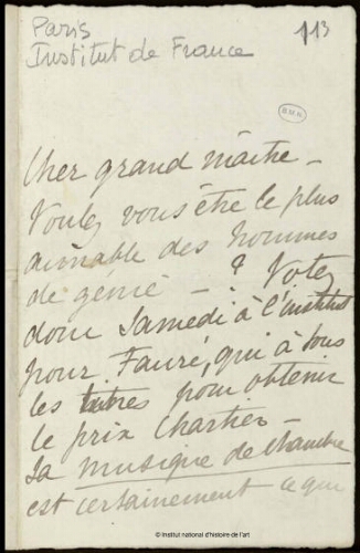 Lettre de Maugnies à Jean-Louis-Ernest Meissonier, [s.d.]