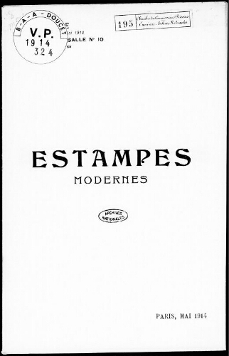Catalogue des estampes modernes [...] : [vente du 8 mai 1914]