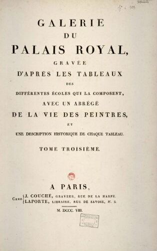 Galerie du Palais Royal. Tome 3