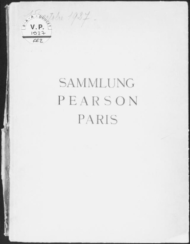 Sammlung Pearson, Paris : [vente du 18 octobre 1927]