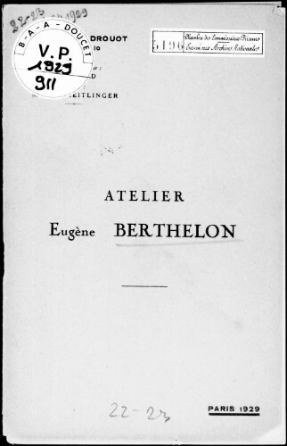 Atelier Eugène Berthelon : [vente du 22 décembre 1929]