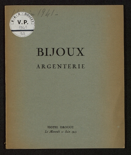 Bijoux, argenterie [...] : [vente du 11 juin 1941]