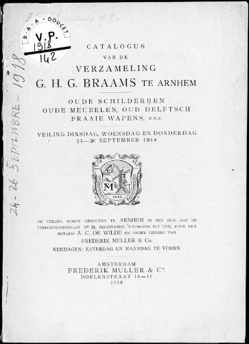 Catalogus van de verzameling G. H. G. Braams te Arnhem […] : [vente du 24 au 26 septembre 1918]