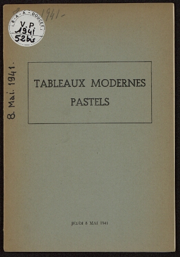 Tableaux modernes, pastels [...] : [vente du 8 mai 1941]