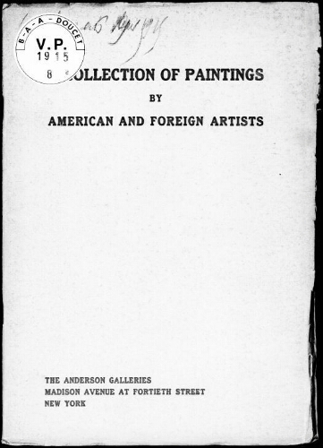 Collection of paintings by American and foreign artists […] : [vente des 6 et 7 mai 1915]