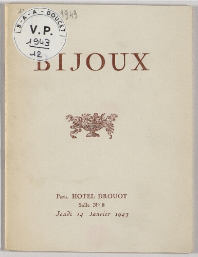 Bijoux : [vente du 14 janvier 1943]