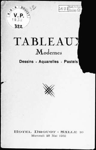 Tableaux modernes, dessins, aquarelles, pastels : [vente du 25 mai 1932]