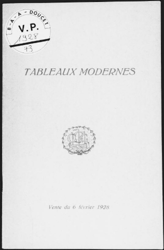 Tableaux modernes : [vente du 6 février 1928]