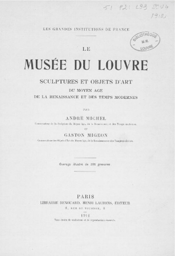 Le Musée du Louvre : Sculptures et objets d'art