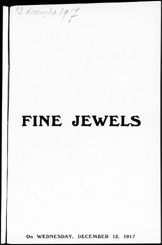 Catalogue of fine jewels […] : [vente du 12 décembre 1917]