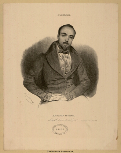 Antonin Moine, lithographié d'après nature par Gigoux (L'Artiste)