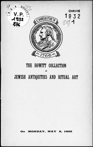 Howitt collection of Jewish antiquities and ritual art : [vente du 9 mai 1932]