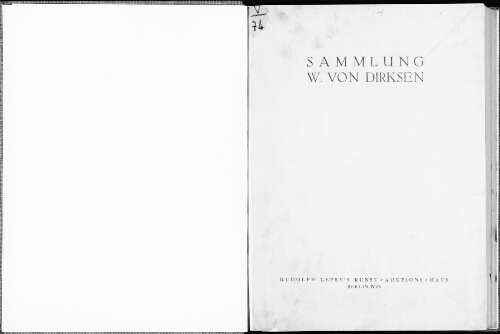 Sammlung W. von Dirksen : [vente des 28 et 29 avril 1931]