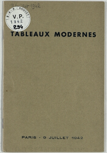 Tableaux modernes : [vente du 9 juillet 1942]