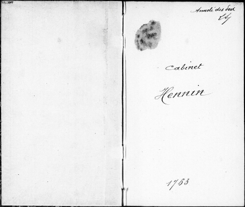 Catalogue d'effets curieux du cabinet de feu M. Hennin [...] : [vente du 9 mai 1763]