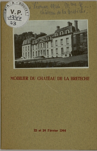 Mobilier du château de la Bretèche : [vente des 23 et 24 février 1944]