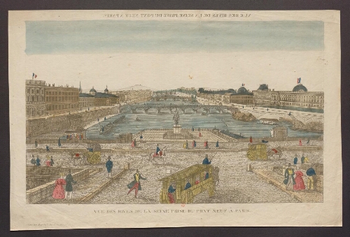 Vue des rives de la Seine prise du Pont Neuf à Paris