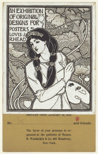 [Carton d'invitation pour le vernissage d'une exposition d'affiches de Louis J. Rhead à la galerie H. Wunderlich & Co., New York, le 15 janvier 1895]
