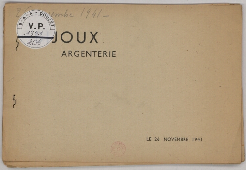 Bijoux, argenterie [...] : [vente du 26 novembre 1941]